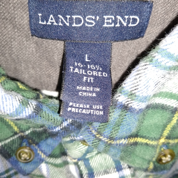 Lands' End Flannel Shirt 16-16 1/2 Tailored Fit - Picture 4 of 4